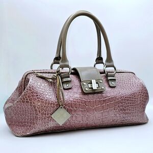 Y2K BCBG Pastel Pink Vegan Crocodile Print